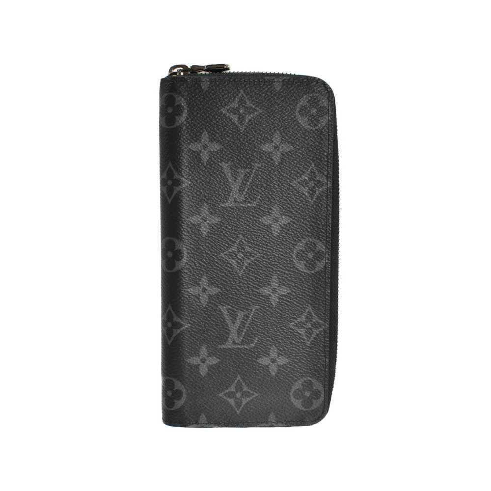 LOUIS VUITTON Zippy Wallet Vertical Monogram Eclipse Black Canvas Black Gray